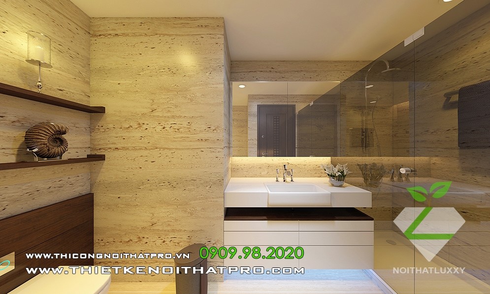 Hình ảnhthiết kế nội thất không gian với tường gỗ sang trọng